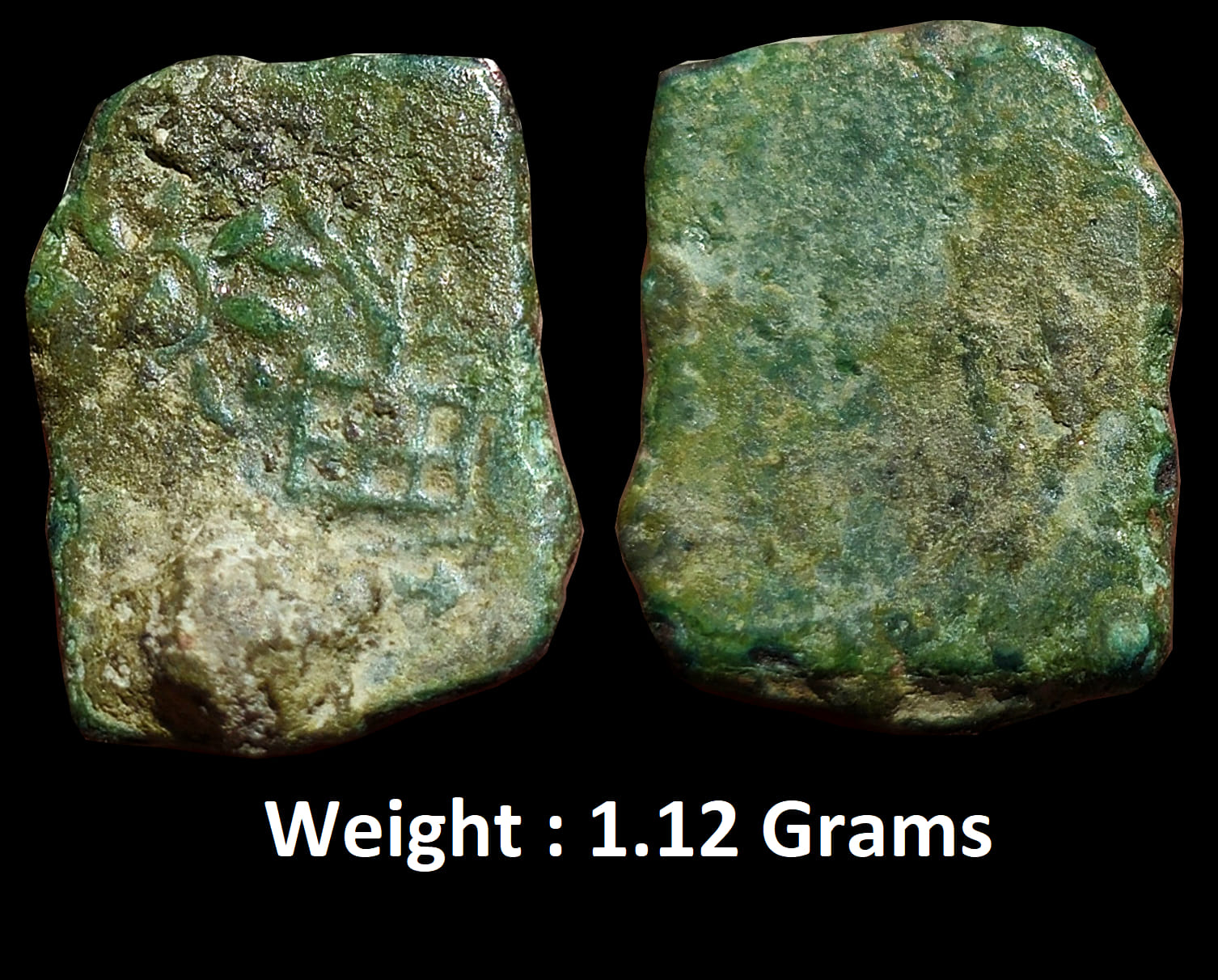 Ancient ; Punch Marked, Eran-Vidisha region, Copper Fractional Unit, Weight : 1.12 Grams ;